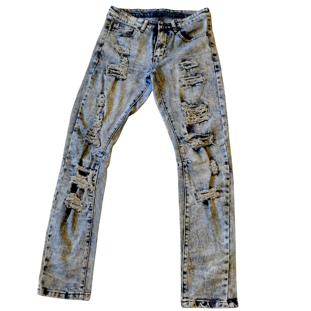 Rue21 Supreme 👖💙🩶Flex Skinny Arc Jeans 26x30 Men Teen Ripped Distressed